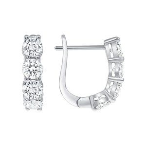 Four Prong Lever Back 18K White Gold Diamond Earrings